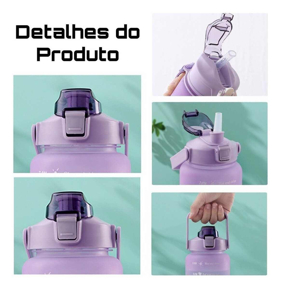 Kit 3 Garrafa De Água Academia Squeeze Galão Motivacional - Imagem 13