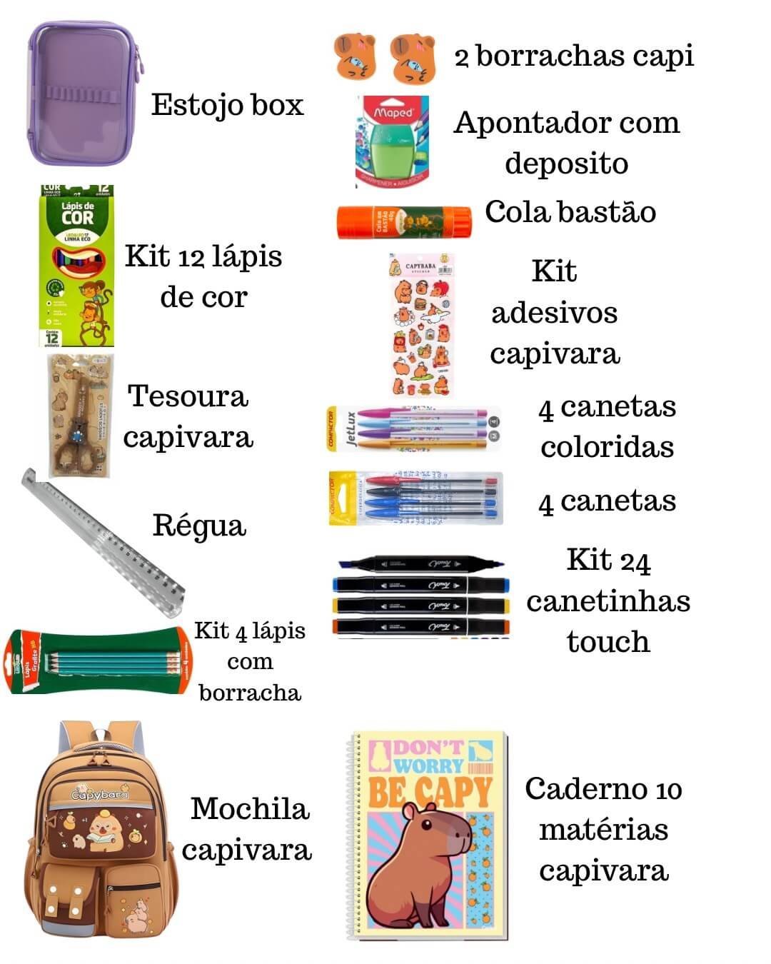 Kit Material Escolar Capivara Completo Personalizado Capybara - Imagem 4