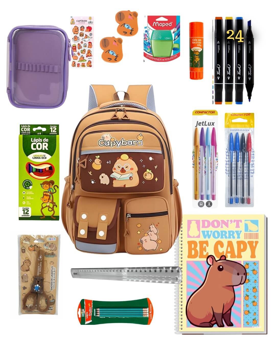 Kit Material Escolar Capivara Completo Personalizado Capybara