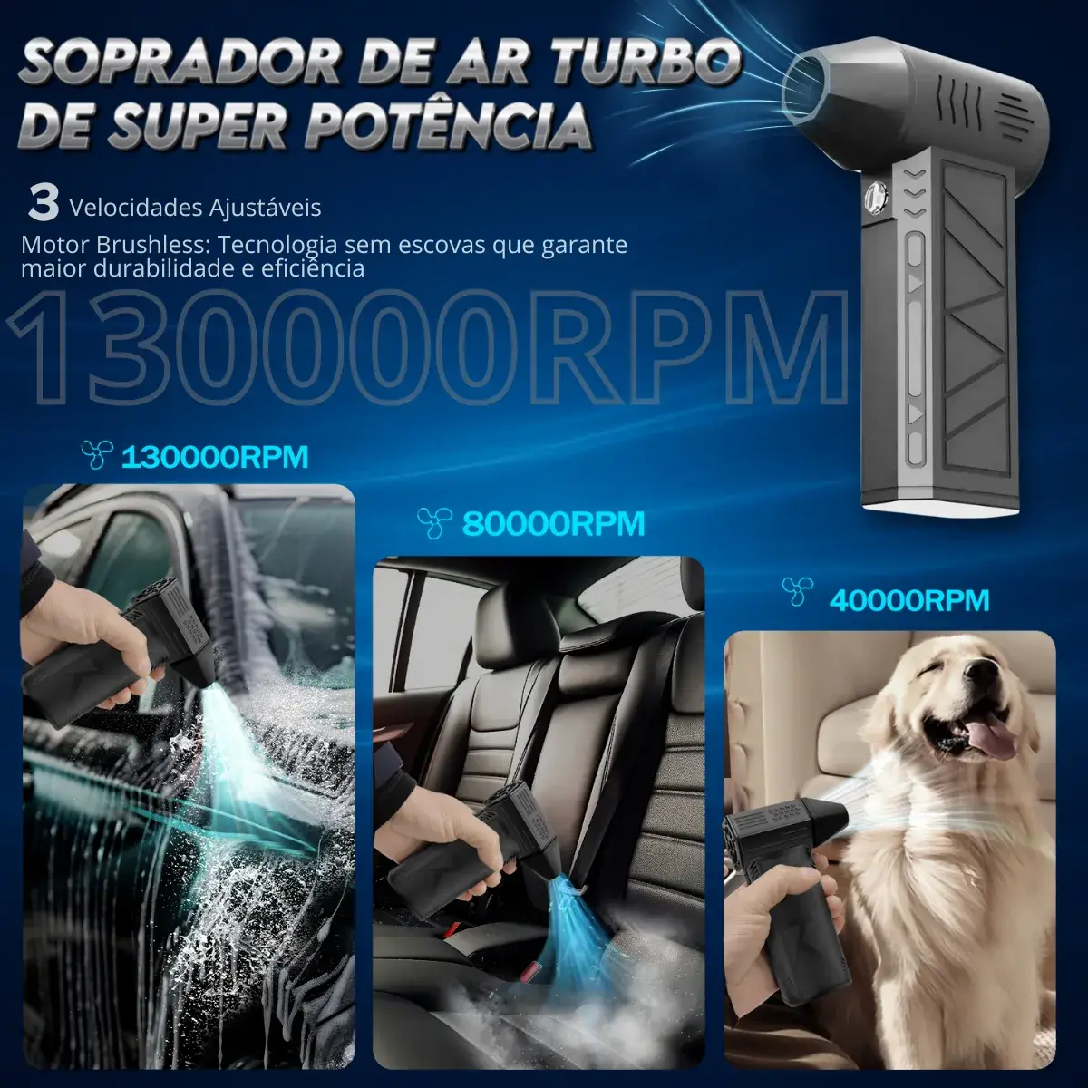 Mini Soprador Ar Secador Turbo Jet Fan Poderosa Velocidade - Imagem 8