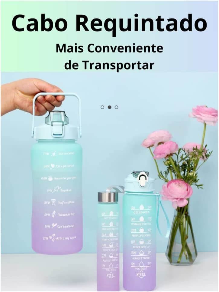 Kit 3 Garrafa De Água Academia Squeeze Galão Motivacional - Imagem 7