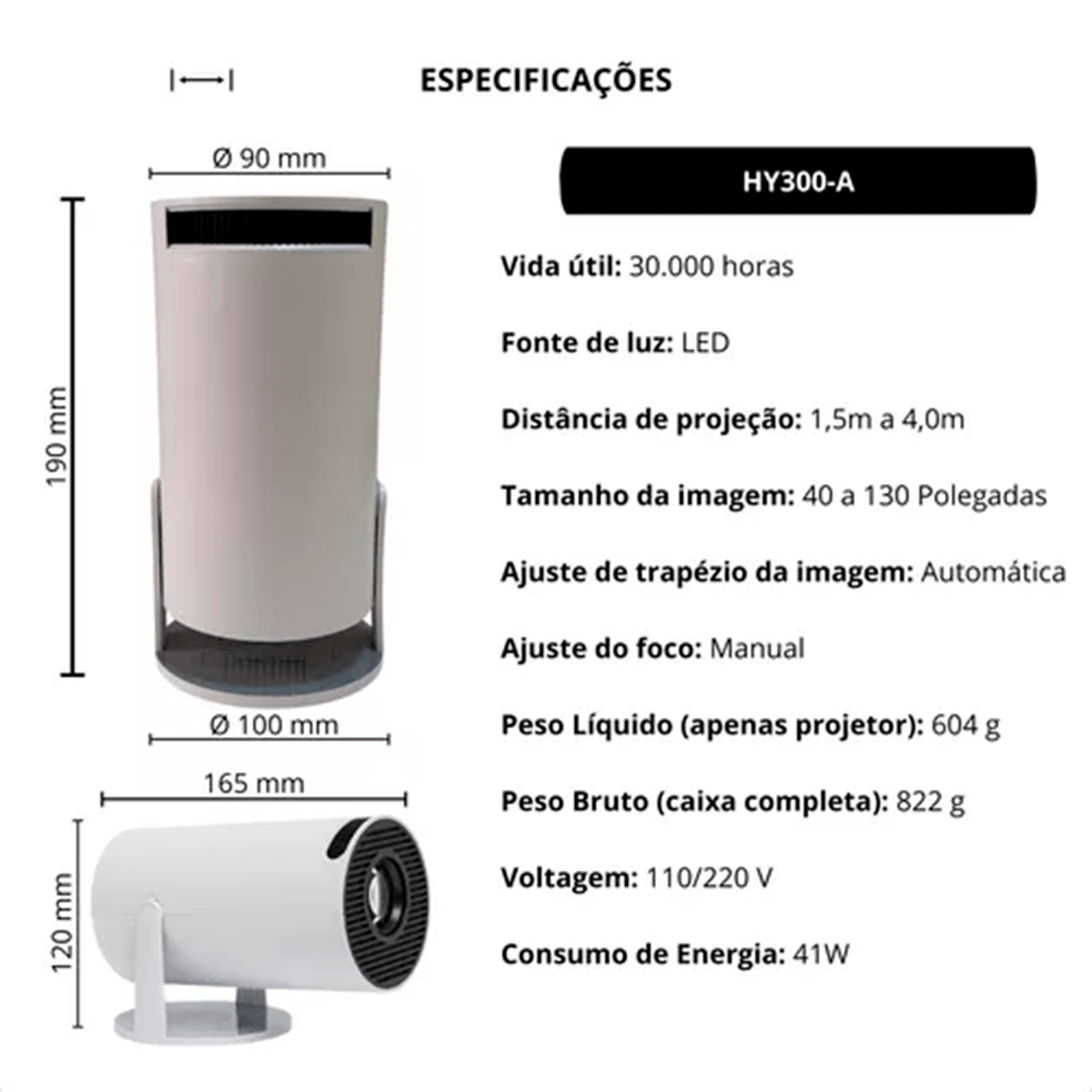 Mini Projetor Portátil Hy300 1080p Full Hd Android Cinema Bt - Imagem 9