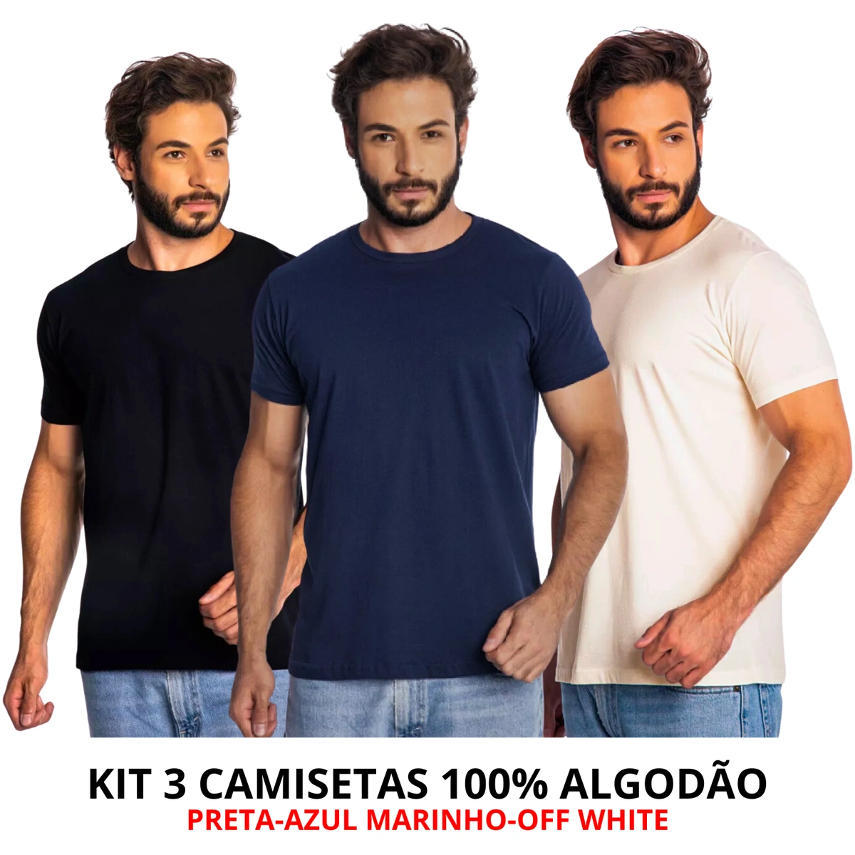 Kit 3 Camisas Masculina Lisa Algodão Premium - Imagem 27