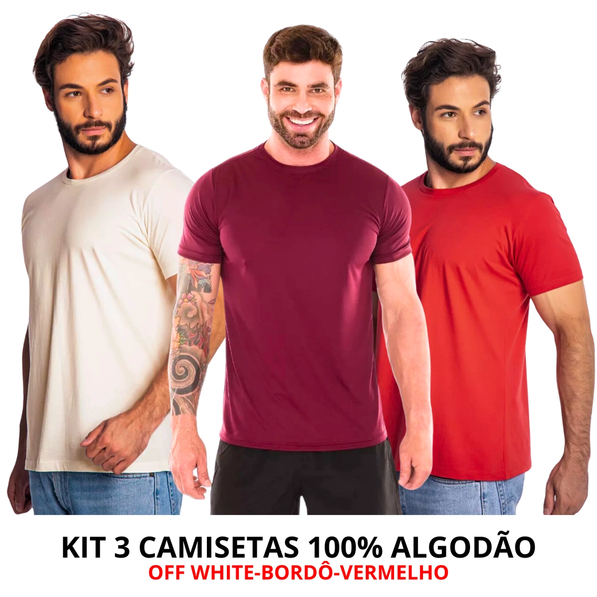 Kit 3 Camisas Masculina Lisa Algodão Premium - Imagem 21