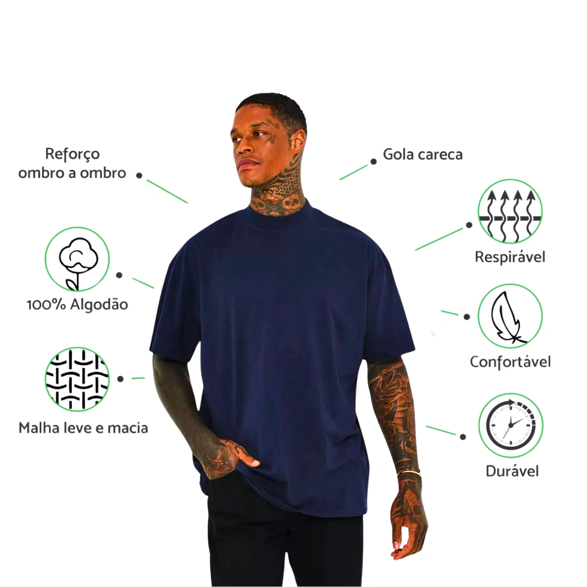 Kit 3 Camisetas Masculina Oversized Básica 100% Algodão Premium Alta Qualidade - Imagem 16