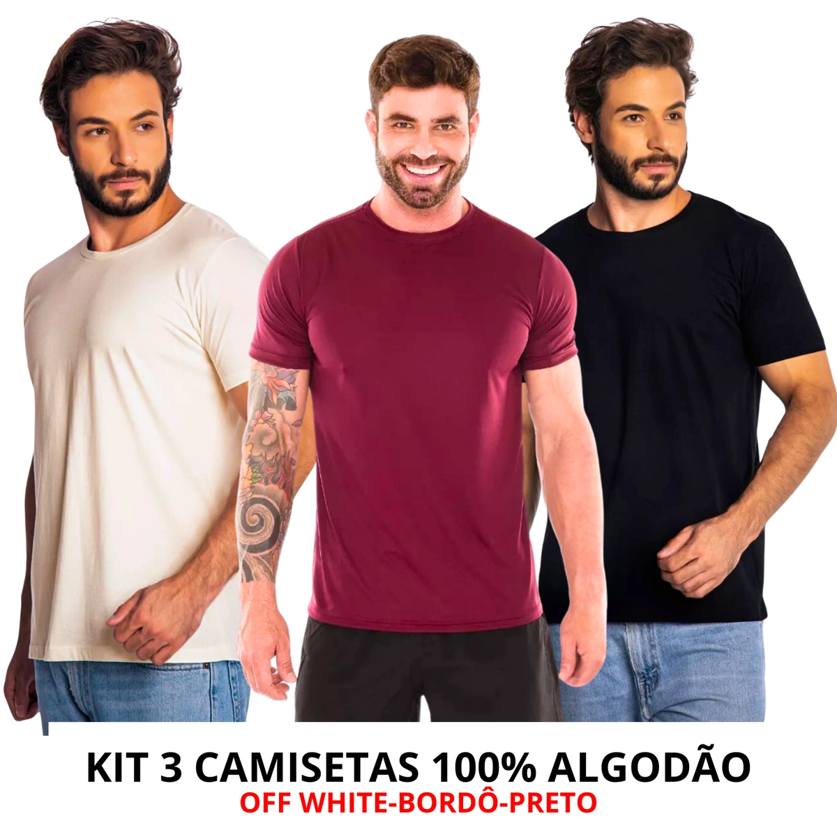 Kit 3 Camisas Masculina Lisa Algodão Premium - Imagem 16