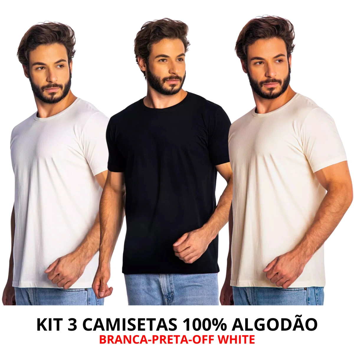 Kit 3 Camisas Masculina Lisa Algodão Premium - Imagem 8