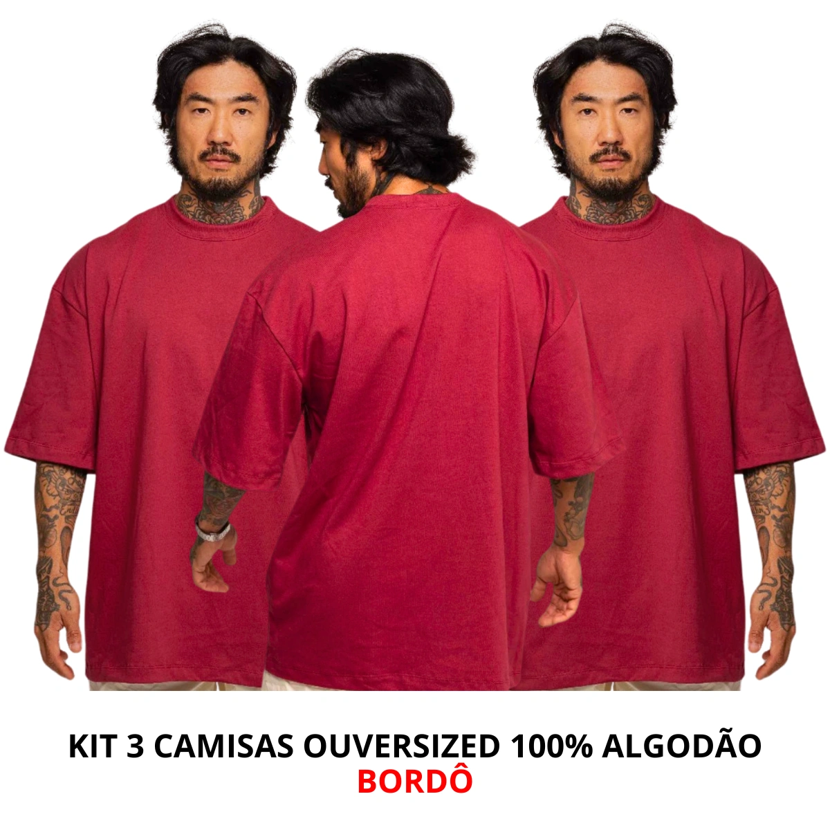 Kit 3 Camisetas Masculina Oversized Básica 100% Algodão Premium Alta Qualidade - Imagem 47