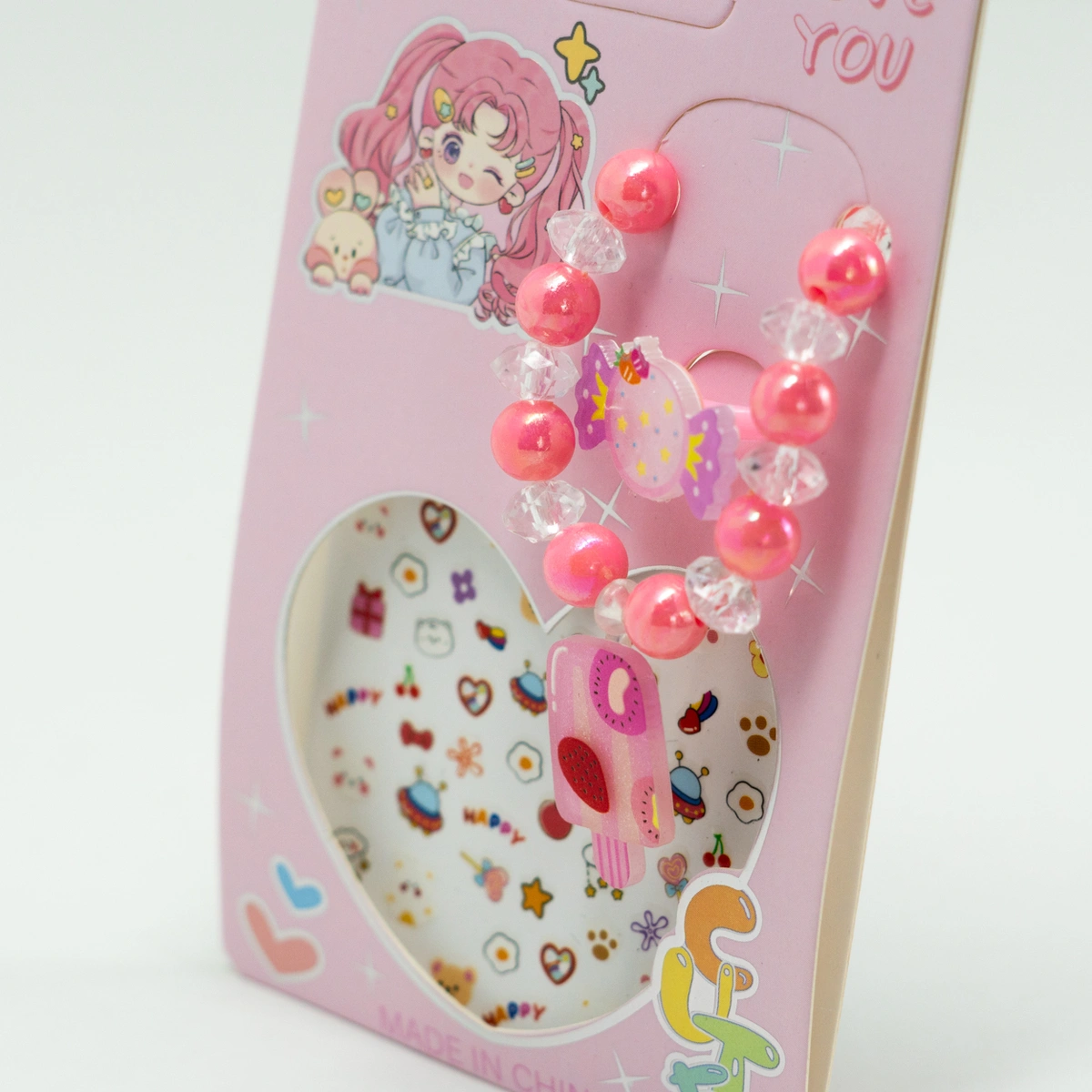 Kit Pulseira Feminino Anel Adesivos Infantil - Imagem 5