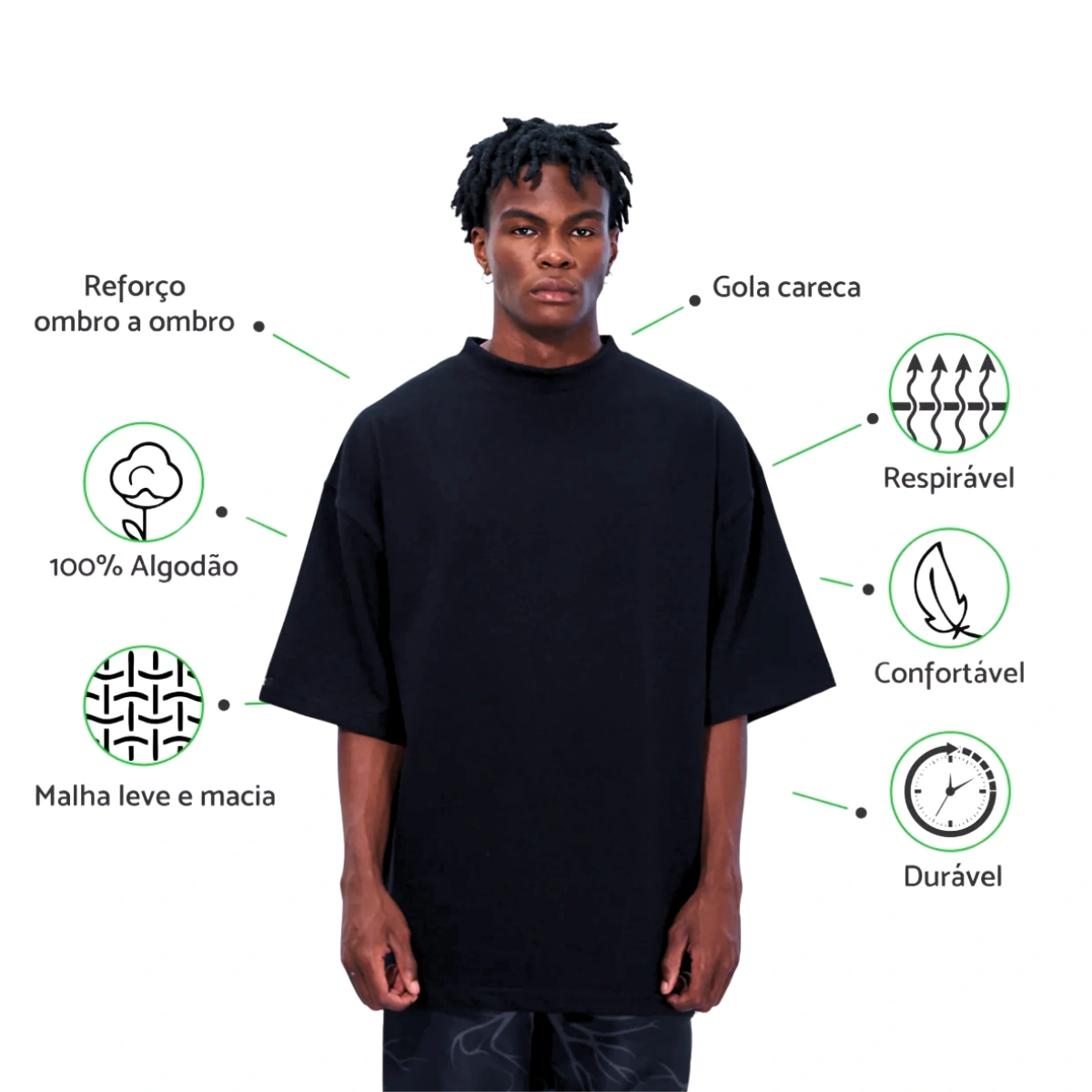 Kit 3 Camisetas Masculina Oversized Básica 100% Algodão Premium Alta Qualidade - Imagem 2