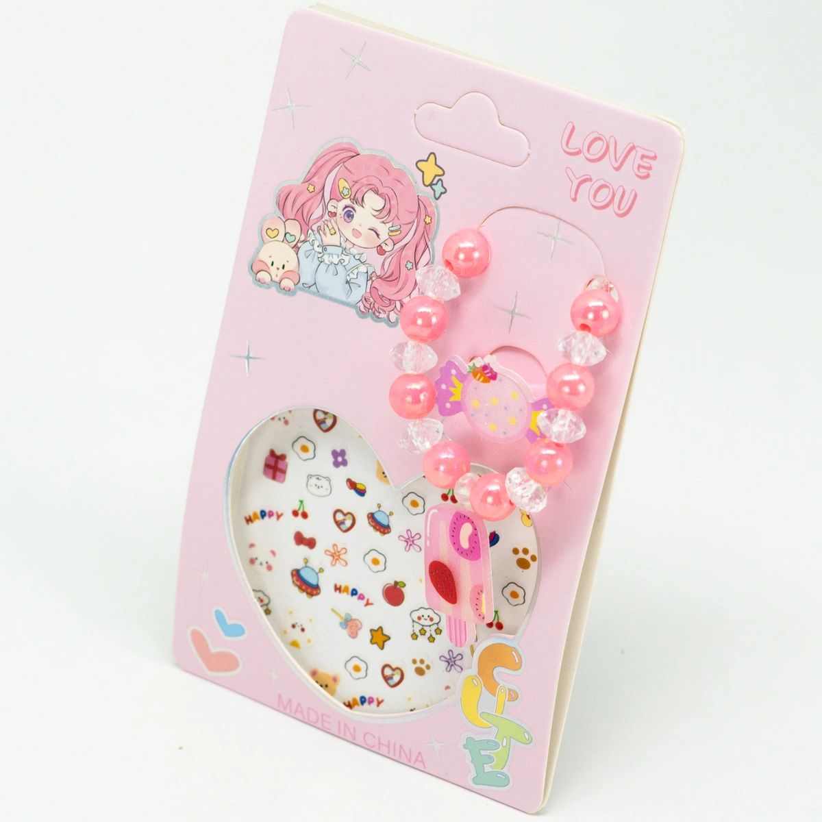 Kit Pulseira Feminino Anel Adesivos Infantil - Imagem 3
