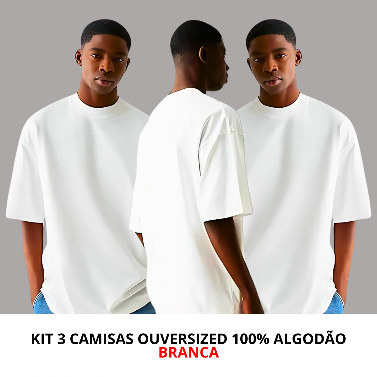 Kit 3 Camisetas Masculina Oversized Básica 100% Algodão Premium Alta Qualidade - Imagem 56