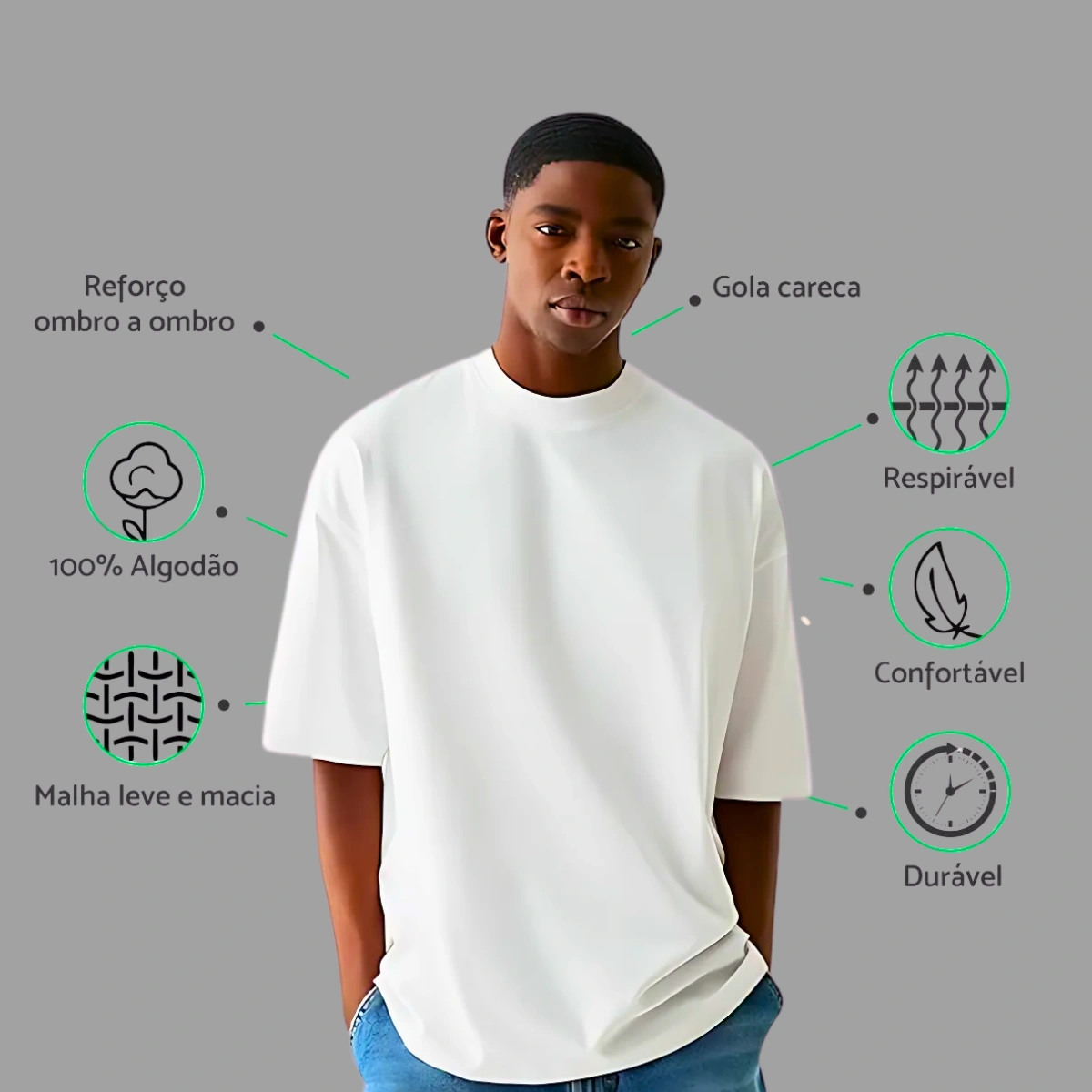 Kit 3 Camisetas Masculina Oversized Básica 100% Algodão Premium Alta Qualidade - Imagem 11