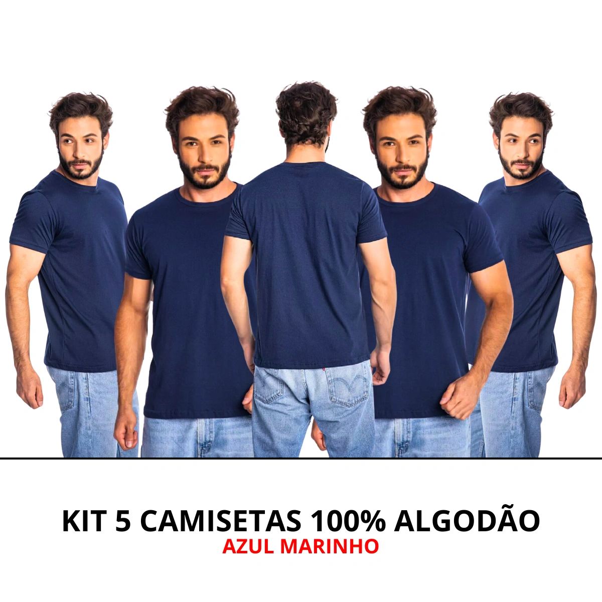 Kit 5 Camisas Masculina Lisa Algodão Premium - Imagem 40
