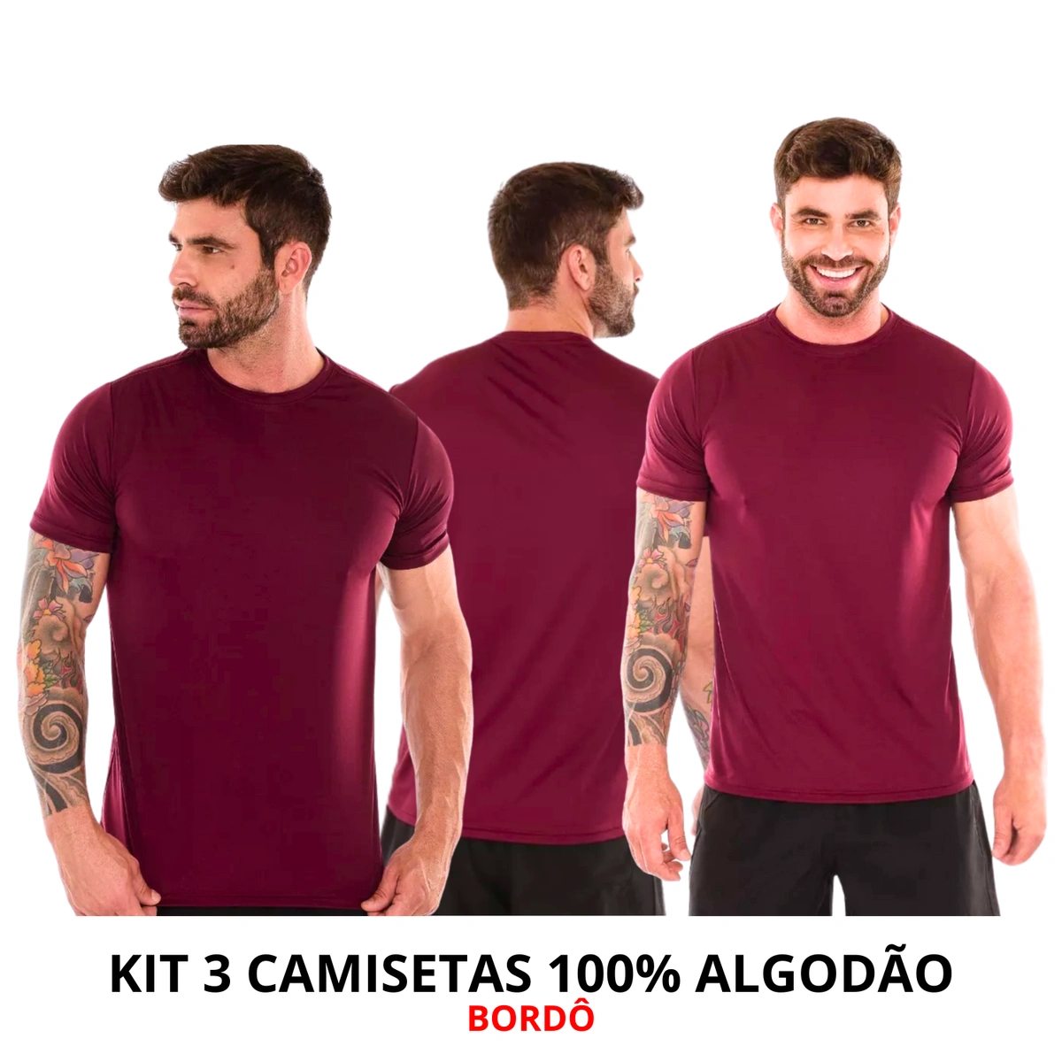 Kit 3 Camisas Masculina Lisa Algodão Premium - Imagem 48