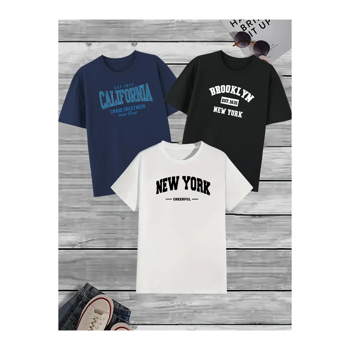 Kit 3 Camisetas Masculina Sortidas 100% Algodão Premium - Imagem 6