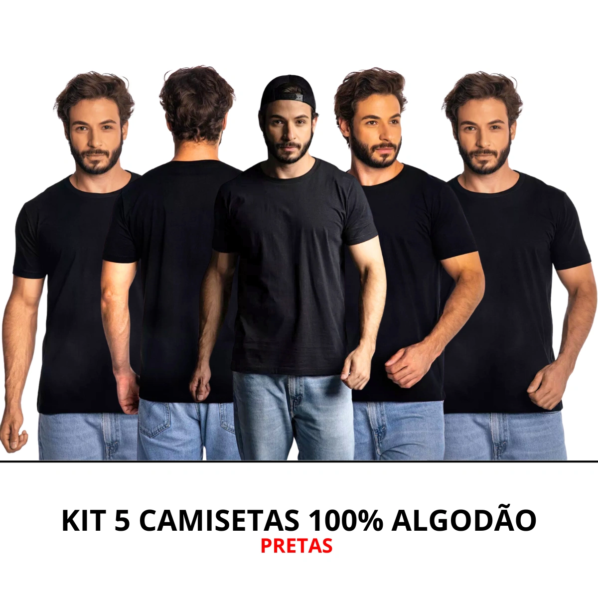 Kit 5 Camisas Masculina Lisa Algodão Premium - Imagem 45