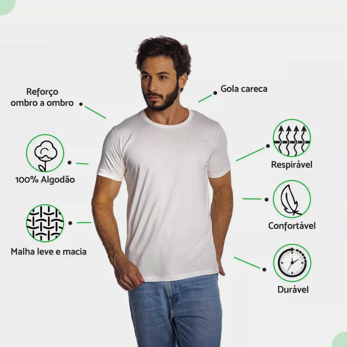 Kit 5 Camisas Masculina Lisa Algodão Premium - Imagem 32