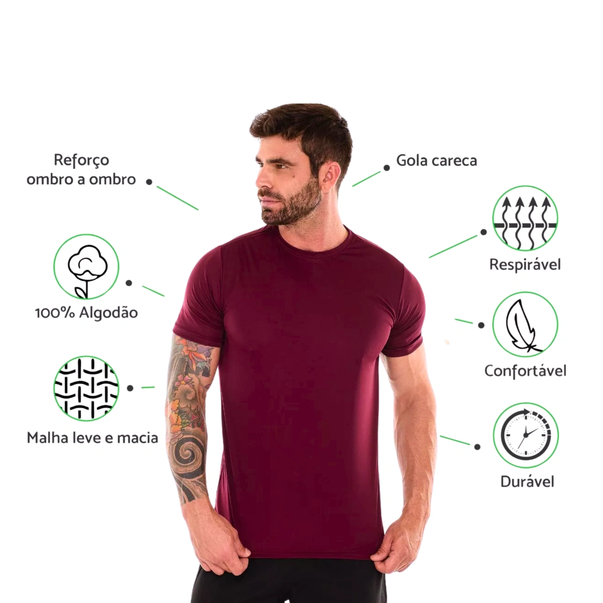 Kit 5 Camisas Masculina Lisa Algodão Premium - Imagem 36