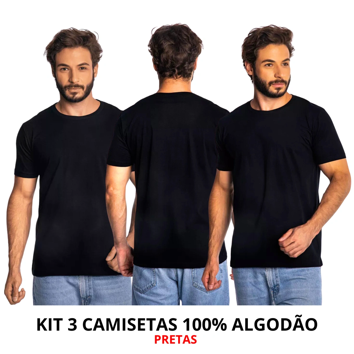 Kit 3 Camisas Masculina Lisa Algodão Premium - Imagem 53