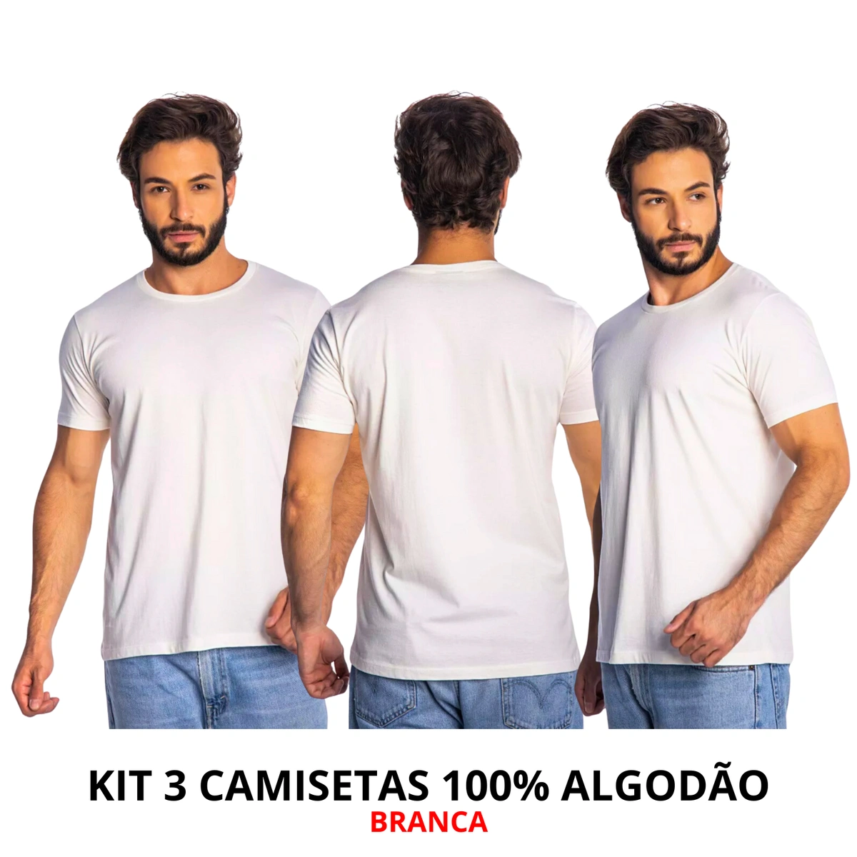 Kit 3 Camisas Masculina Lisa Algodão Premium - Imagem 51