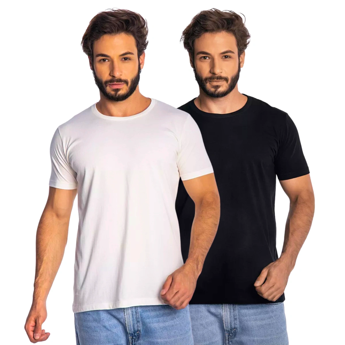 Kit 2 Camisas Masculina Lisa Algodão Premium Abuzze - Imagem 28
