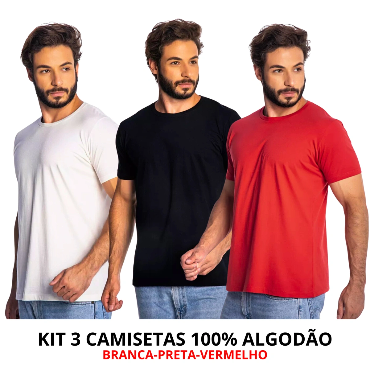 Kit 3 Camisas Masculina Lisa Algodão Premium - Imagem 42