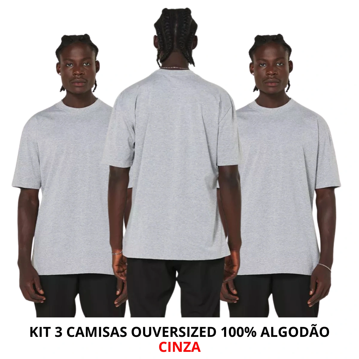 Kit 3 Camisetas Masculina Oversized Básica 100% Algodão Premium Alta Qualidade - Imagem 39