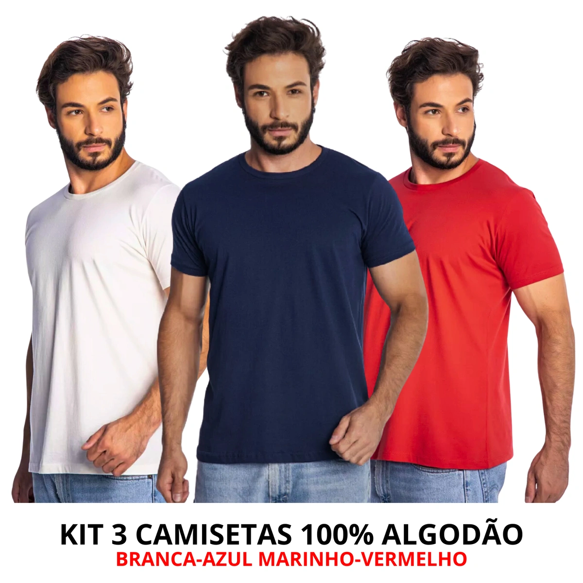 Kit 3 Camisas Masculina Lisa Algodão Premium - Imagem 40