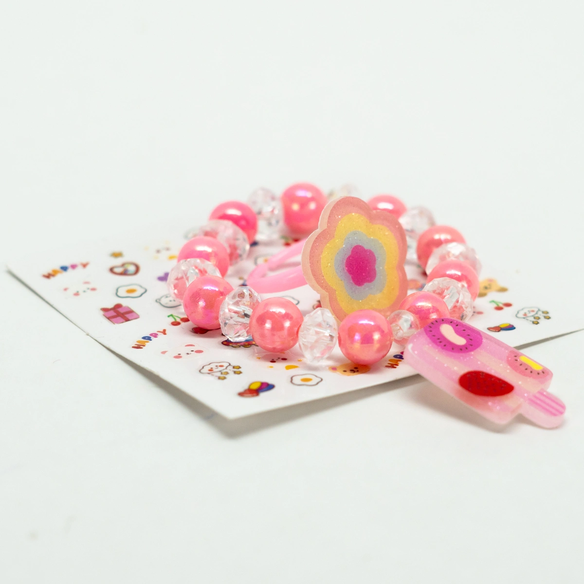 Kit Pulseira Feminino Anel Adesivos Infantil - Imagem 4
