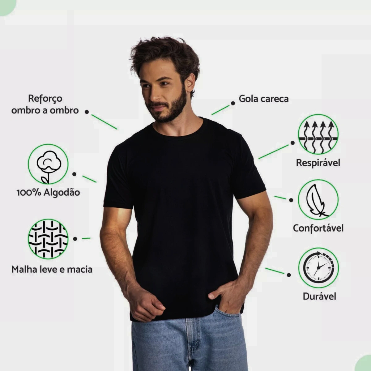 Kit 3 Camisas Masculina Lisa Algodão Premium - Imagem 28