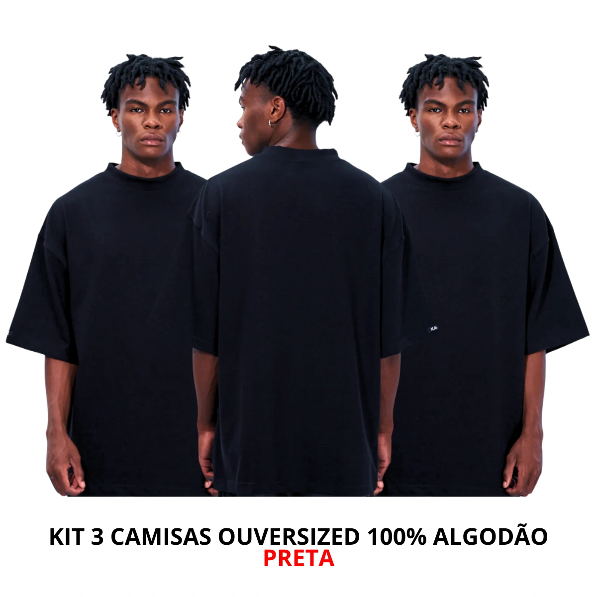 Kit 3 Camisetas Masculina Oversized Básica 100% Algodão Premium Alta Qualidade - Imagem 59