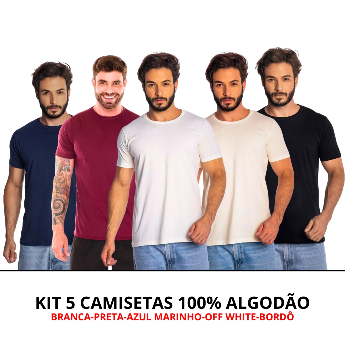 Kit 5 Camisas Masculina Lisa Algodão Premium - Imagem 18