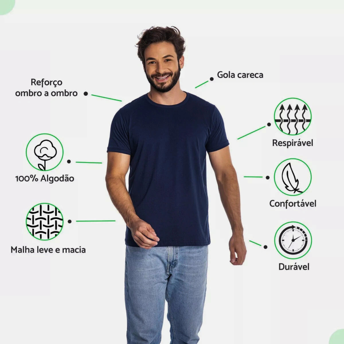 Kit 5 Camisas Masculina Lisa Algodão Premium - Imagem 41