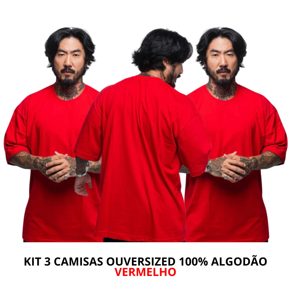 Kit 3 Camisetas Masculina Oversized Básica 100% Algodão Premium Alta Qualidade - Imagem 31