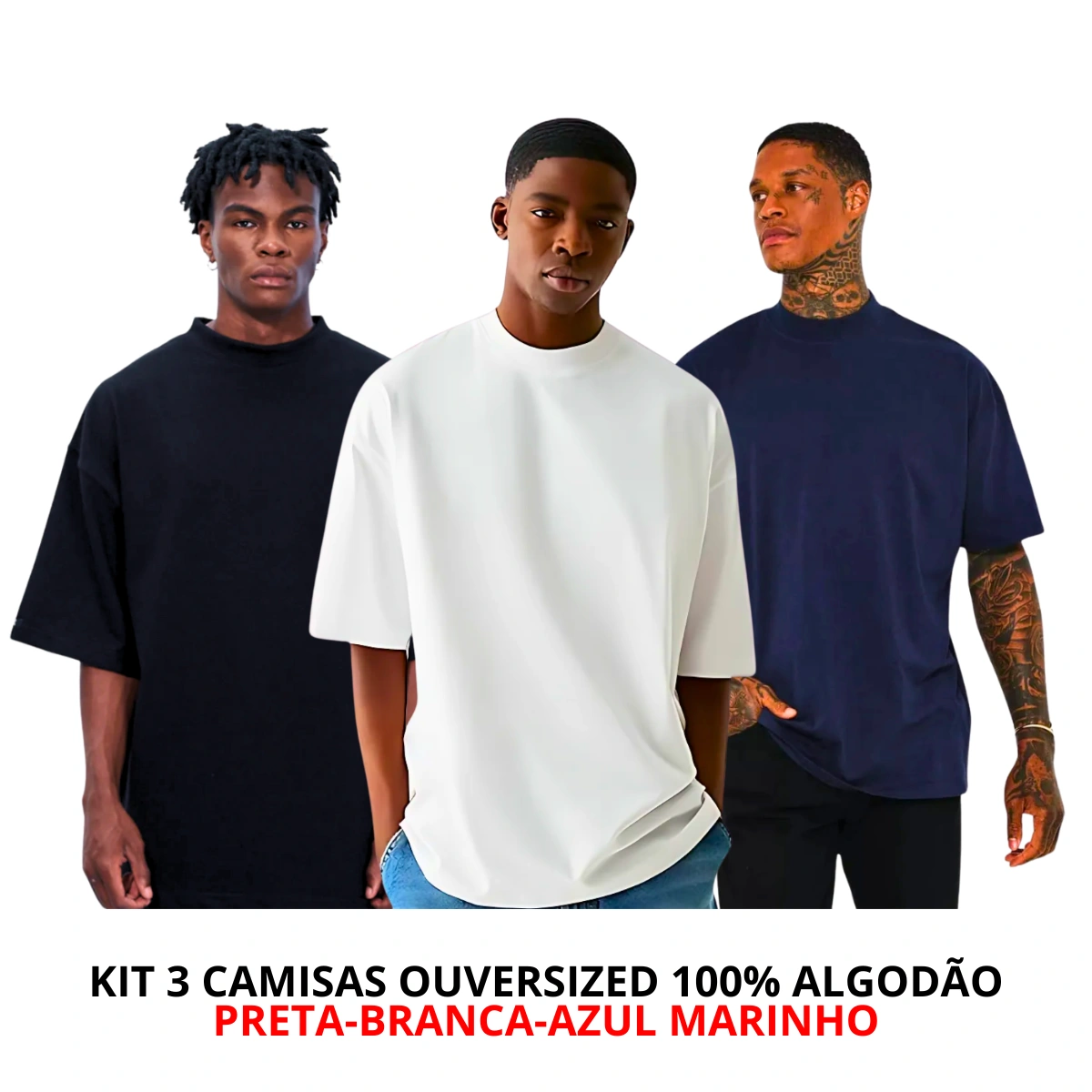 Kit 3 Camisetas Masculina Oversized Básica 100% Algodão Premium Alta Qualidade - Imagem 10